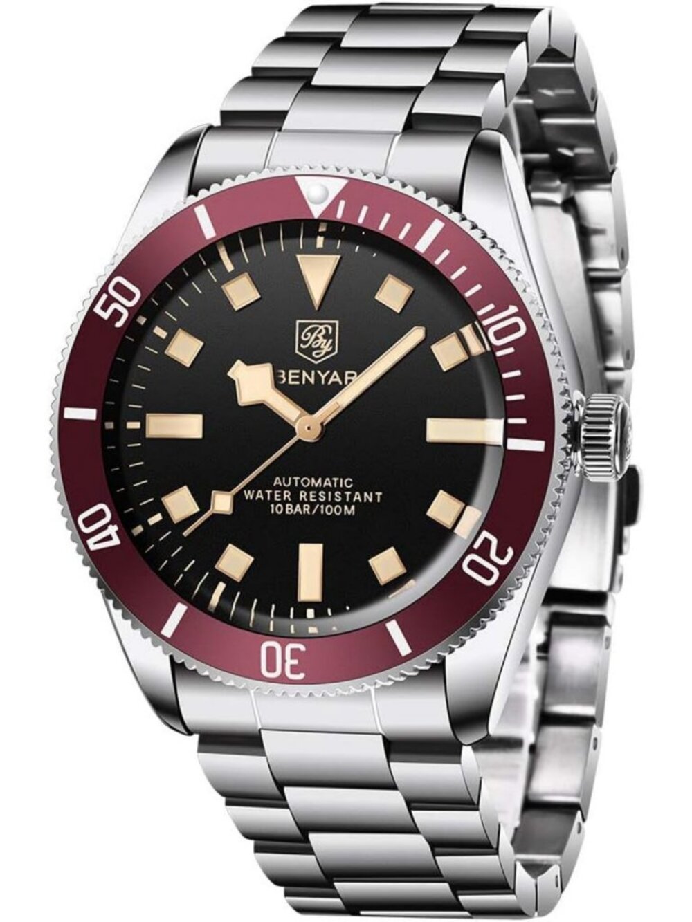 Men's Automatic Mechanical Watch, Waterproof Stainless Steel, Luminous Bezel